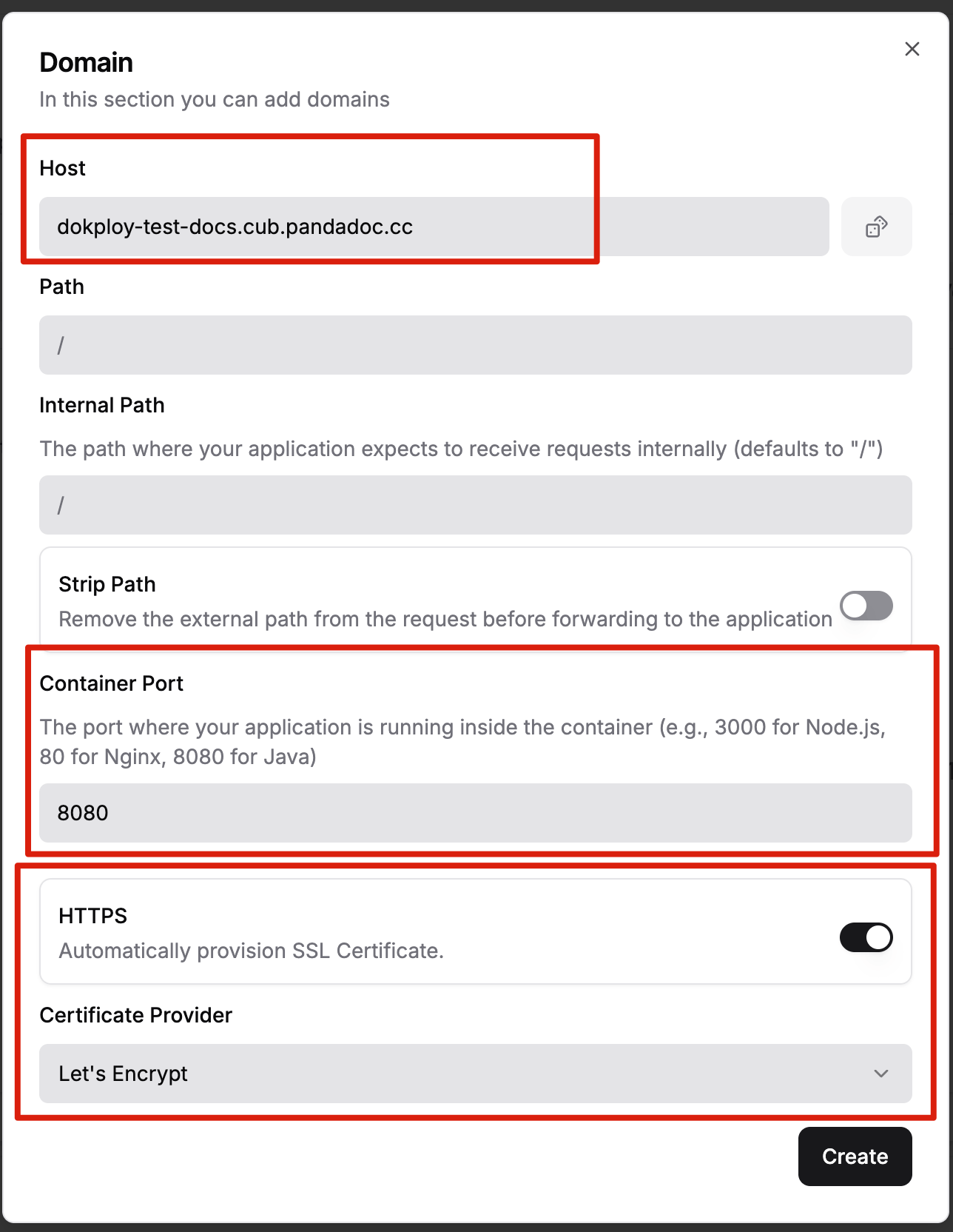 Domain configuration