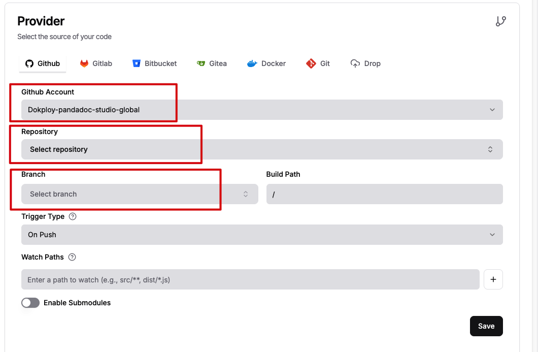 GitHub account — Dokploy-pandadoc-studio-global